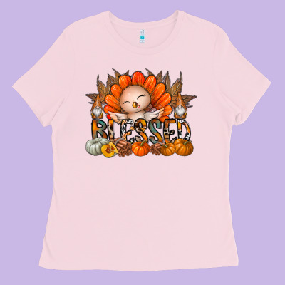 Thanksgiving Turkey Pumpkin Blessed Ladies Tee Designed By Cowhidedigitalart