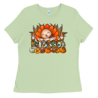 Matcha Thanksgiving Turkey Pumpkin Blessed Ladies Tee - CowhideDigitalArt
