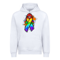 White Pride ribbon Urban Hoodie - FaDigitalArtStudio
