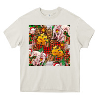Cream christmas pig  tartan with  hay and christmas ligh Heavy Core Tee - FaDigitalArtStudio