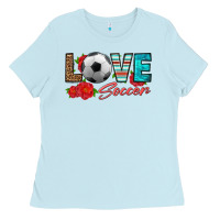 Baby Blue love soccer Ladies Tee - HRA Design Shop