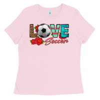 Bubblegum Pink love soccer Ladies Tee - HRA Design Shop
