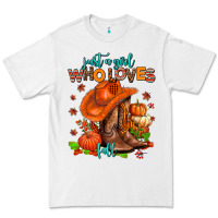 White jusr a girl who loves fall  cowgirl Premium Tee - AdoDesignShop