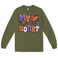 Army Green my heart is on that court Long Sleeve Tee - MaliasSmallBusiness
