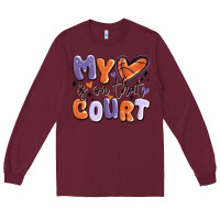 Burgundy my heart is on that court Long Sleeve Tee - MaliasSmallBusiness