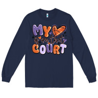 Navy my heart is on that court Long Sleeve Tee - MaliasSmallBusiness
