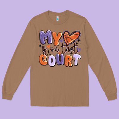 My Heart Is On That Court Long Sleeve Tee Designed By Maliassmallbusiness