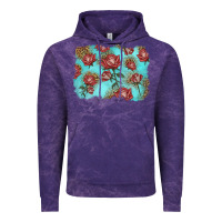 Cloud Purple red roses with leopard background Vintage Hoodie - LillyAllenDesigns