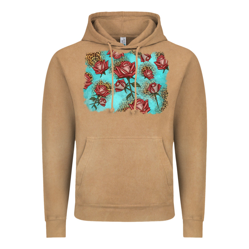 Red Roses With Leopard Background Vintage Hoodie by LillyAllenDesigns | Teevron