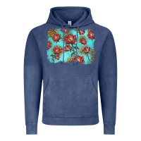Vintage Denim red roses with leopard background Vintage Hoodie - LillyAllenDesigns