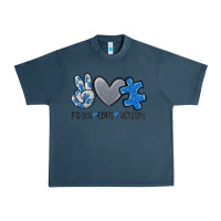 Midnight Navy peace love autism Urban Heavy Tee - MaliasSmallBusiness