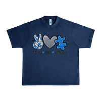 Navy peace love autism Urban Heavy Tee - MaliasSmallBusiness