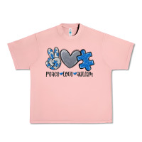 Salmon peace love autism Urban Heavy Tee - MaliasSmallBusiness