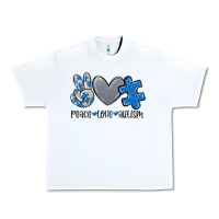 White peace love autism Urban Heavy Tee - MaliasSmallBusiness