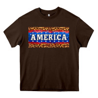 Chocolate Brown america license plate Heavy Core Tee - HRA Design Shop