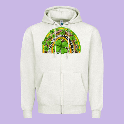 Western St Patricks Rainbow Zipper Hoodie Designed By Jasminsmagicworld