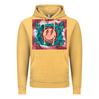 Vintage Mustard western lightning bolt smiling face turquoise Vintage Hoodie - BarkalooDesign