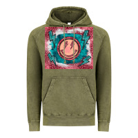 Vintage Olive western lightning bolt smiling face turquoise Vintage Hoodie - BarkalooDesign