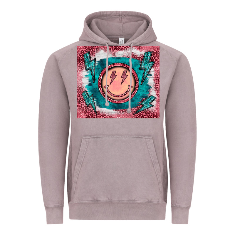 Western Lightning Bolt Smiling Face Turquoise Vintage Hoodie by BarkalooDesign | Teevron