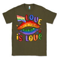 Army Green love is love lips Classic Tee - MaliasSmallBusiness
