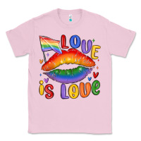 Bubblegum Pink love is love lips Classic Tee - MaliasSmallBusiness