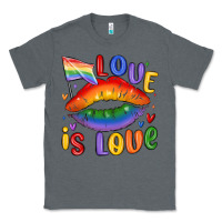 Charcoal Heather love is love lips Classic Tee - MaliasSmallBusiness