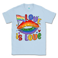 Dusty Blue love is love lips Classic Tee - MaliasSmallBusiness