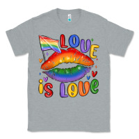 Heather Grey love is love lips Classic Tee - MaliasSmallBusiness