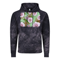 Cloud Black pink roses with leopard background Vintage Hoodie - LillyAllenDesigns