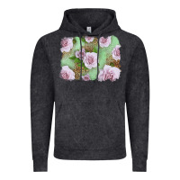 Vintage Black pink roses with leopard background Vintage Hoodie - LillyAllenDesigns