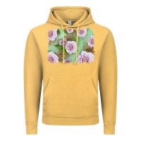 Vintage Mustard pink roses with leopard background Vintage Hoodie - LillyAllenDesigns