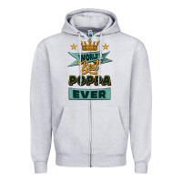 Heather Grey world's best poppa ever Zipper Hoodie - Jasminsmagicworld