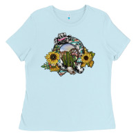 Baby Blue western horseshoe Ladies Tee - SublimationCraftShop
