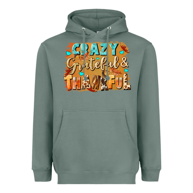 Crazy Grateful And Thankful Heavyweight Hoodie by NancyCooperArtShop | Teevron