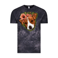 Cloud Black jack russel floral Vintage Tee - Jasminsmagicworld