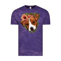 Cloud Purple jack russel floral Vintage Tee - Jasminsmagicworld