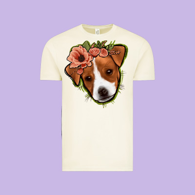 Jack Russel Floral Vintage Tee Designed By Jasminsmagicworld