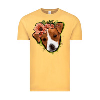 Vintage Mustard jack russel floral Vintage Tee - Jasminsmagicworld