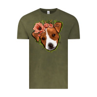 Vintage Olive jack russel floral Vintage Tee - Jasminsmagicworld