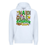 White Mardi Gras drinking team Premium Hoodie - HowdyJamesFarm