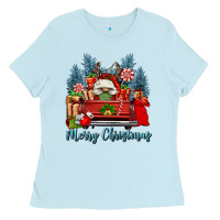 Baby Blue merry christmas gnomes truck Ladies Tee - FaDigitalArtStudio