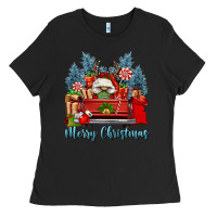 Black merry christmas gnomes truck Ladies Tee - FaDigitalArtStudio