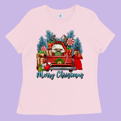 Merry Christmas Gnomes Truck Ladies Tee Designed By Fadigitalartstudio