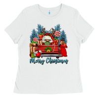 White merry christmas gnomes truck Ladies Tee - FaDigitalArtStudio