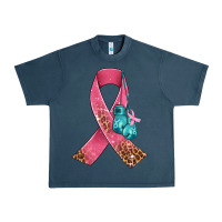 Midnight Navy cancer ribbon and boxing gloves Urban Heavy Tee - AdoDesignShop