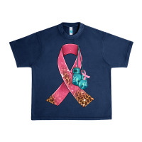 Navy cancer ribbon and boxing gloves Urban Heavy Tee - AdoDesignShop