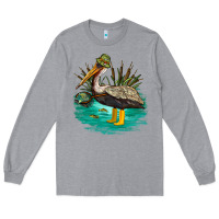 Heather Grey fishing pelican camp Long Sleeve Tee - NancyCooperArtShop