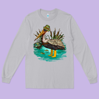 Fishing Pelican Camp Long Sleeve Tee Designed By Nancycooperartshop