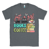Charcoal Heather just a girl who loves books and coffee Classic Tee - MaliasSmallBusiness