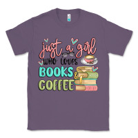 Lavender just a girl who loves books and coffee Classic Tee - MaliasSmallBusiness